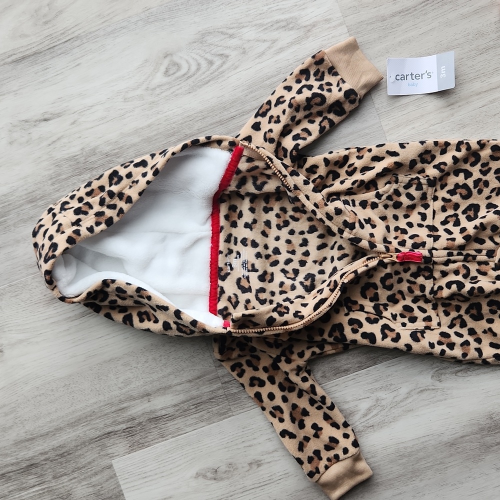 Carter's Baby Girl Leopard Footless One Piece - Picture 2 of 7